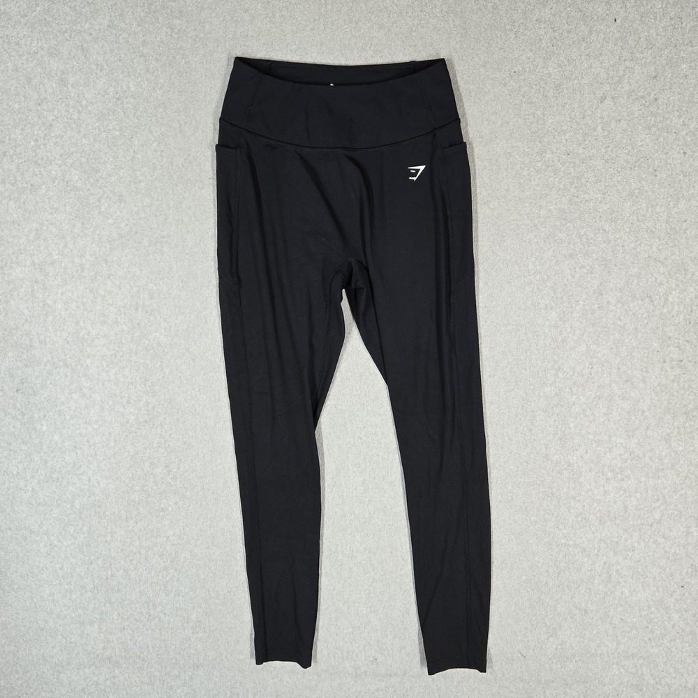 Gymshark Women Activewear Pants M Black Yoga Legging Logo Slim 26"